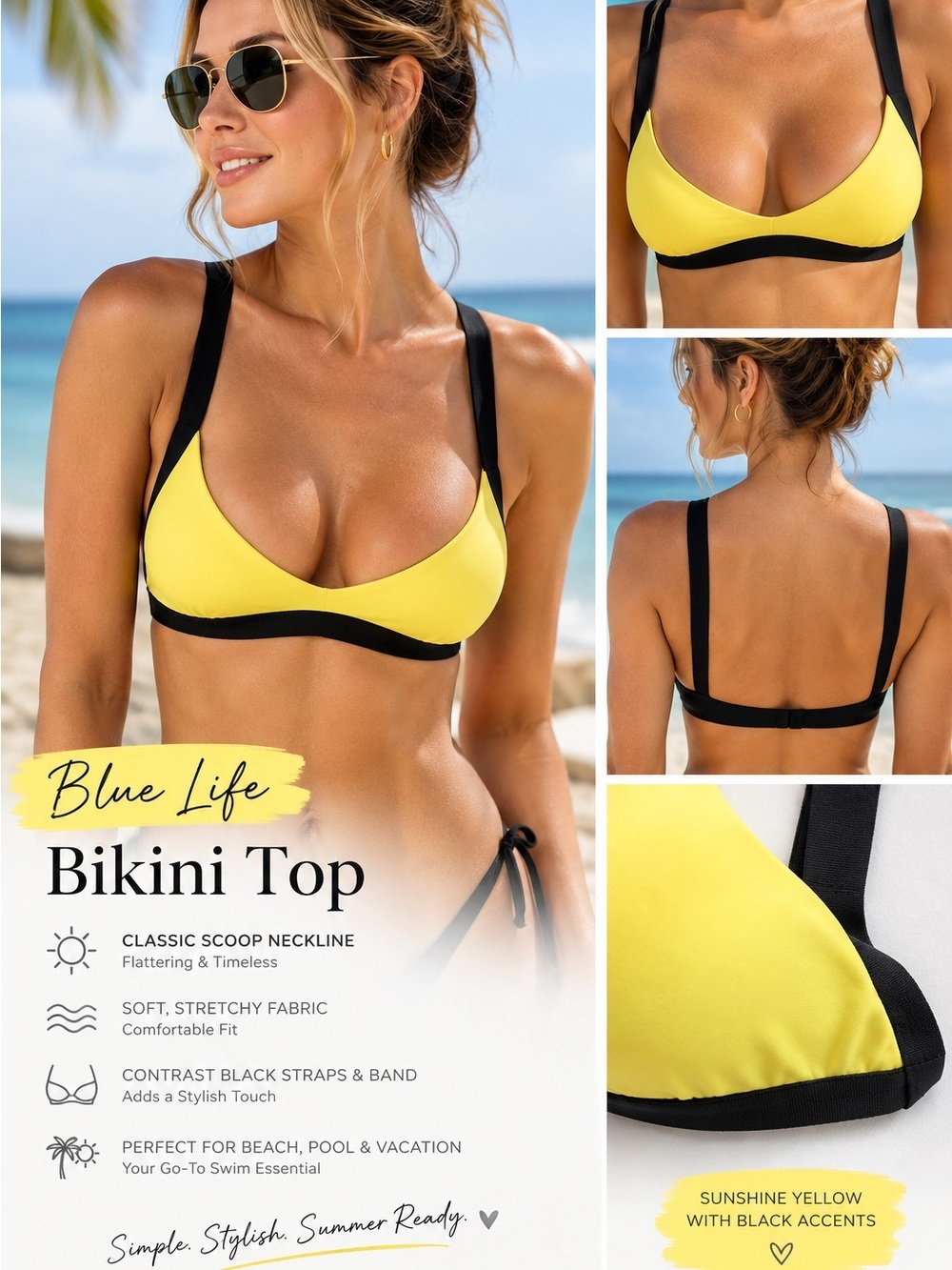 Blue Life Bikini Top